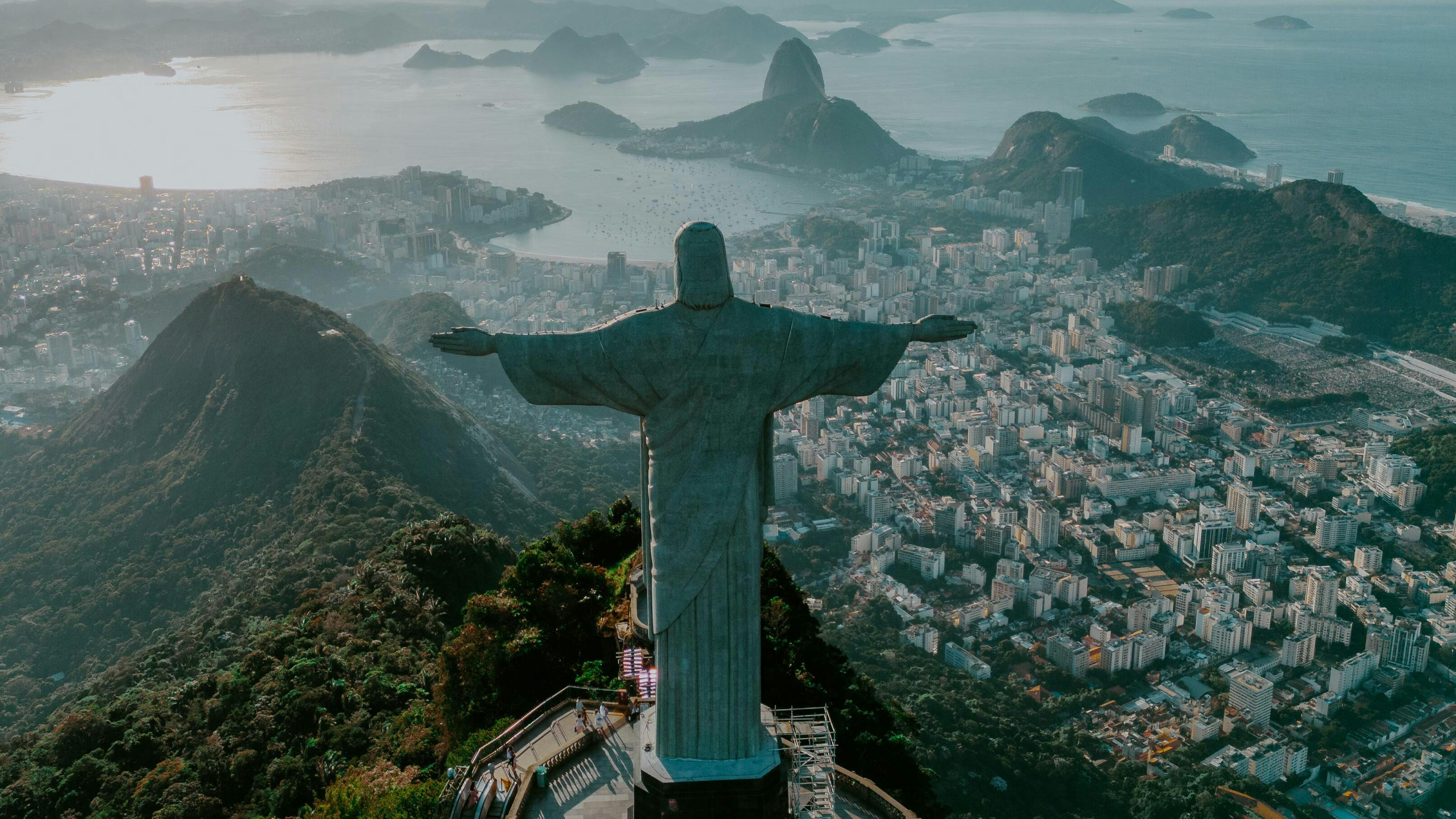 aerial view of Christ the Redeemer statue in Brazil