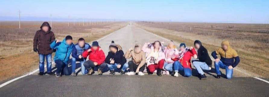 group picture in the road